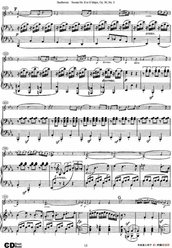 Violin Sonata No.8 in G Major Op.30 No.3（小提琴+钢琴伴奏）