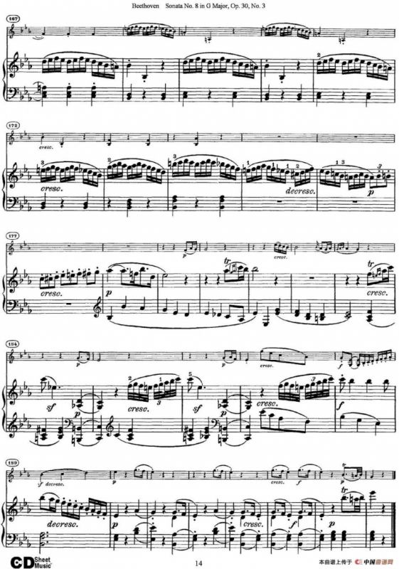 Violin Sonata No.8 in G Major Op.30 No.3（小提琴+钢琴伴奏）