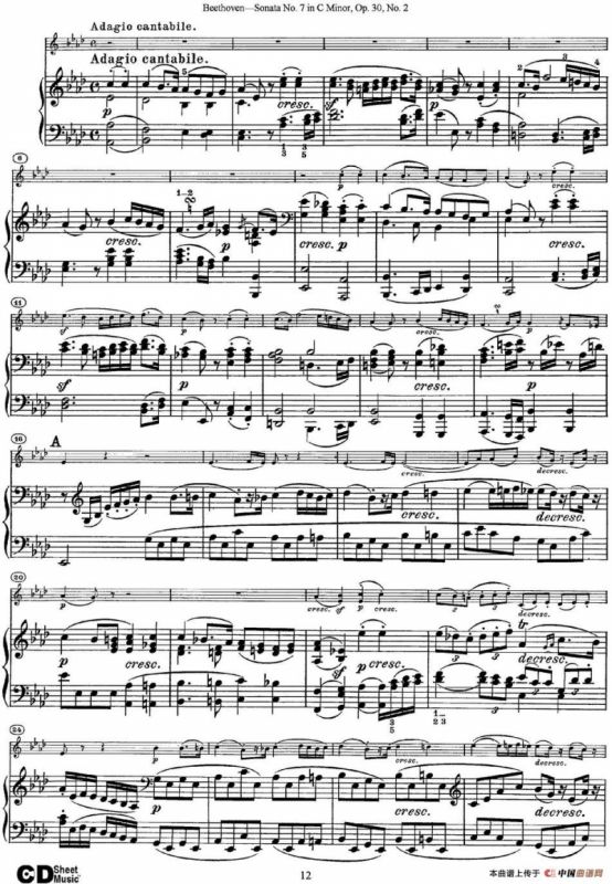 Violin Sonata No.7 in C Minor Op.30 No.2（小提琴+钢琴伴奏）