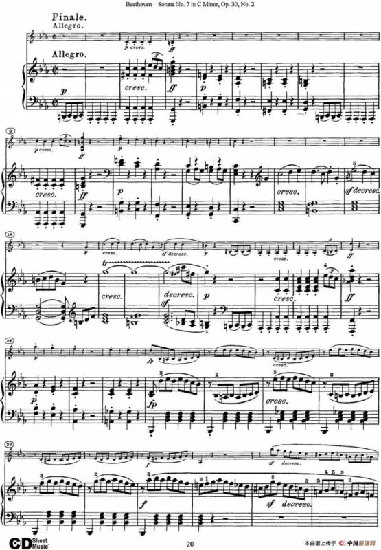 Violin Sonata No.7 in C Minor Op.30 No.2（小提琴+钢琴伴奏）