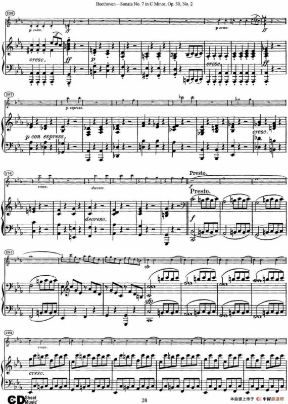 Violin Sonata No.7 in C Minor Op.30 No.2（小提琴+钢琴伴奏）