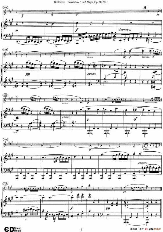 Violin Sonata No.6 in A Major Op.30 No.1（小提琴+钢琴伴奏）