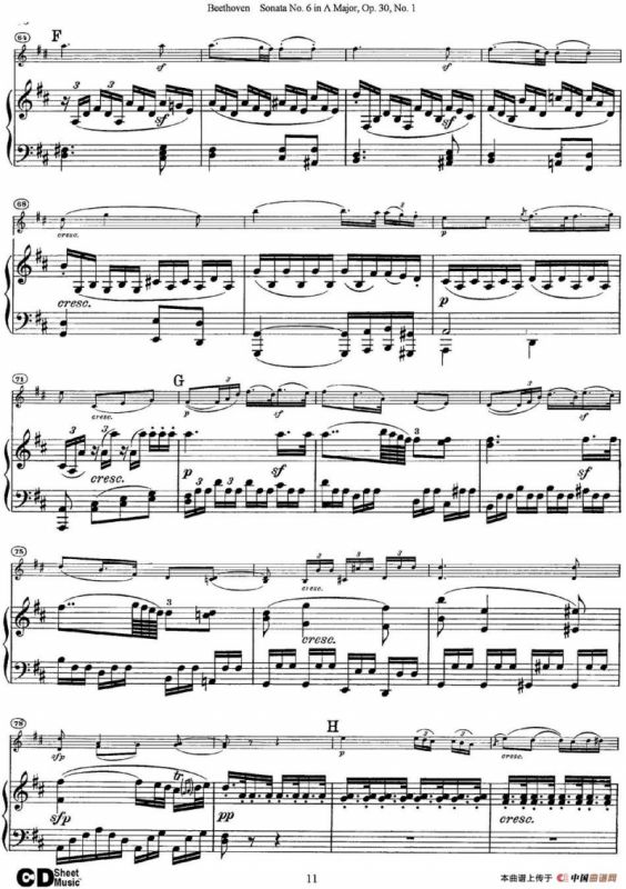 Violin Sonata No.6 in A Major Op.30 No.1（小提琴+钢琴伴奏）