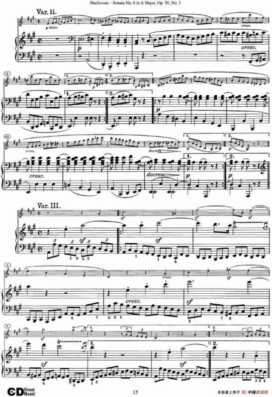 Violin Sonata No.6 in A Major Op.30 No.1（小提琴+钢琴伴奏）