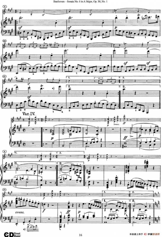 Violin Sonata No.6 in A Major Op.30 No.1（小提琴+钢琴伴奏）