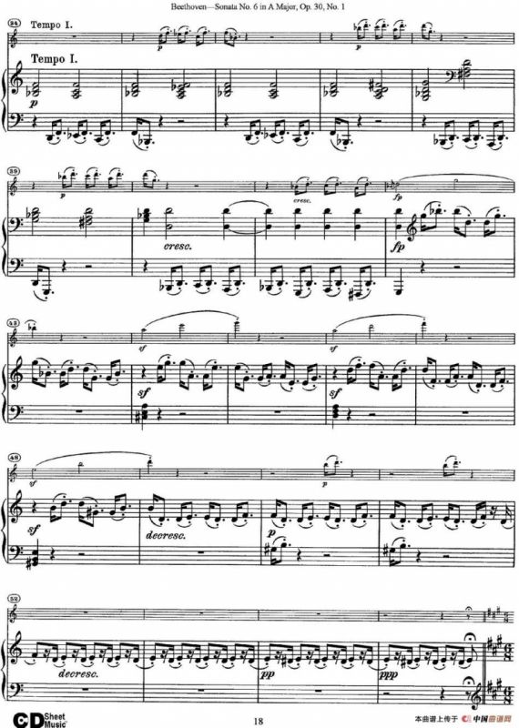 Violin Sonata No.6 in A Major Op.30 No.1（小提琴+钢琴伴奏）