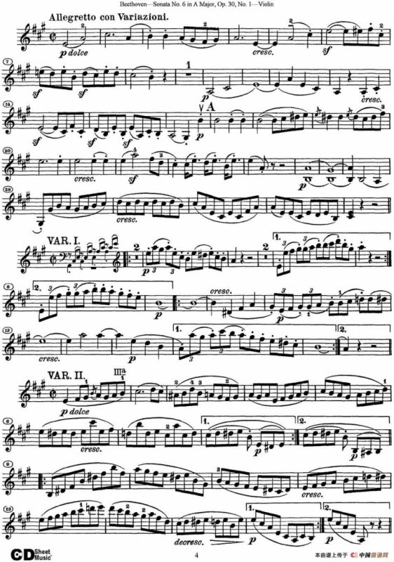 Violin Sonata No.6 in A Major Op.30 No.1
