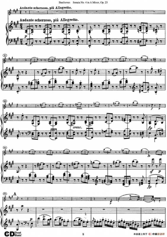 Violin Sonata No.4 in A Minor Op.23（小提琴+钢琴伴奏）