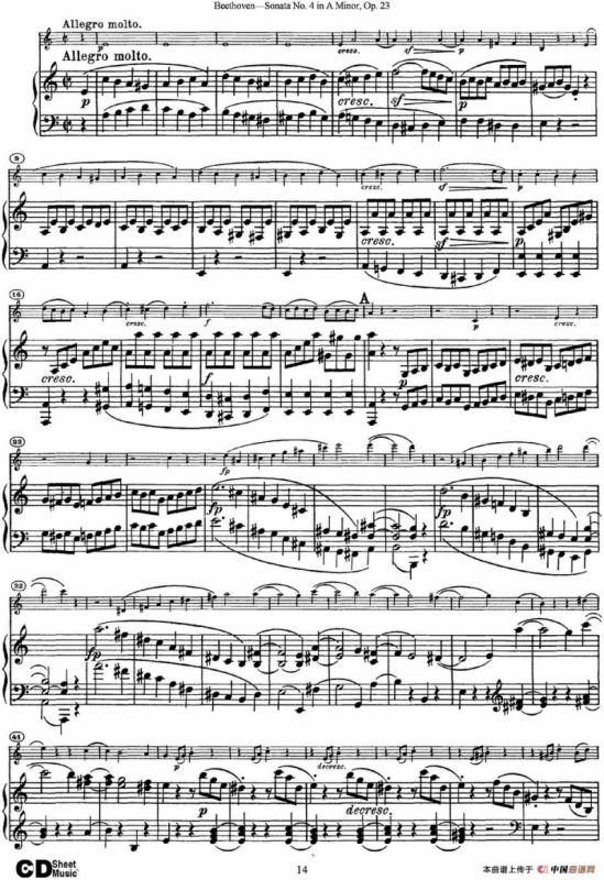 Violin Sonata No.4 in A Minor Op.23（小提琴+钢琴伴奏）