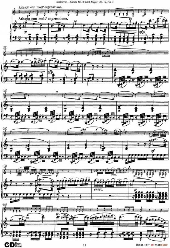 Violin Sonata No.3 in Eb Major Op.12 No.3（小提琴+钢琴伴奏）