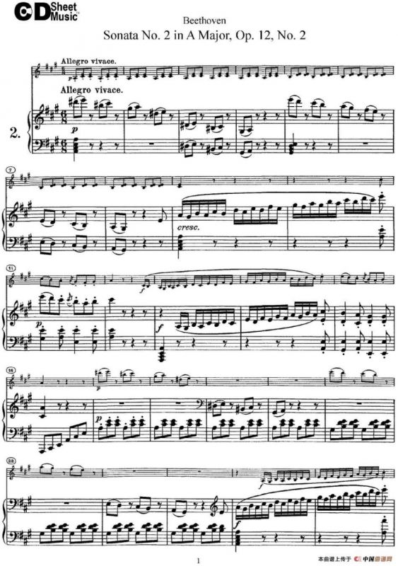 Violin Sonata No.2 in A Major Op.12 No.2（小提琴+钢琴伴奏）