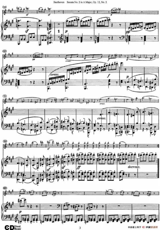 Violin Sonata No.2 in A Major Op.12 No.2（小提琴+钢琴伴奏）