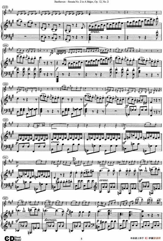 Violin Sonata No.2 in A Major Op.12 No.2（小提琴+钢琴伴奏）