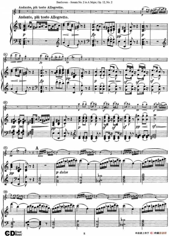 Violin Sonata No.2 in A Major Op.12 No.2（小提琴+钢琴伴奏）