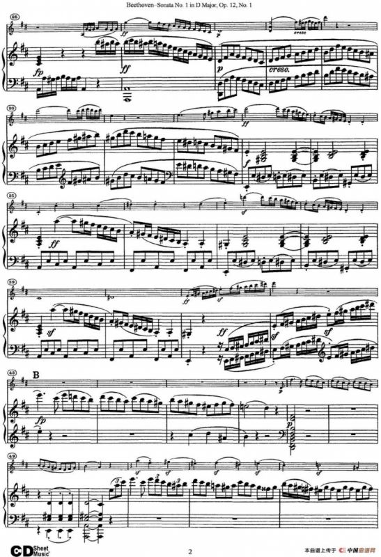 Violin Sonata No.1 in D Major Op.12 No.1（小提琴+钢琴伴奏）