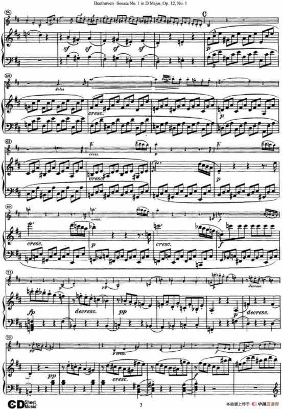 Violin Sonata No.1 in D Major Op.12 No.1（小提琴+钢琴伴奏）