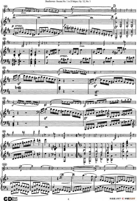Violin Sonata No.1 in D Major Op.12 No.1（小提琴+钢琴伴奏）