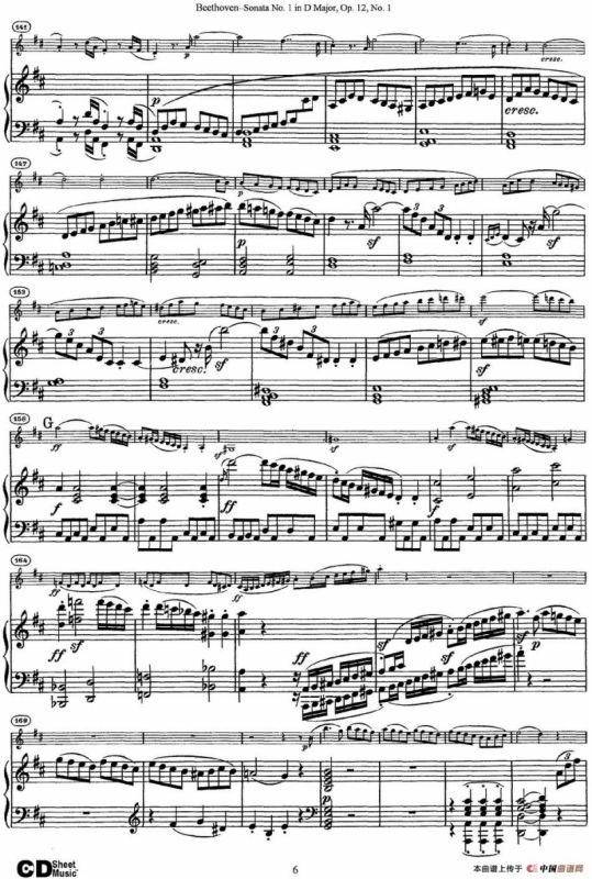 Violin Sonata No.1 in D Major Op.12 No.1（小提琴+钢琴伴奏）