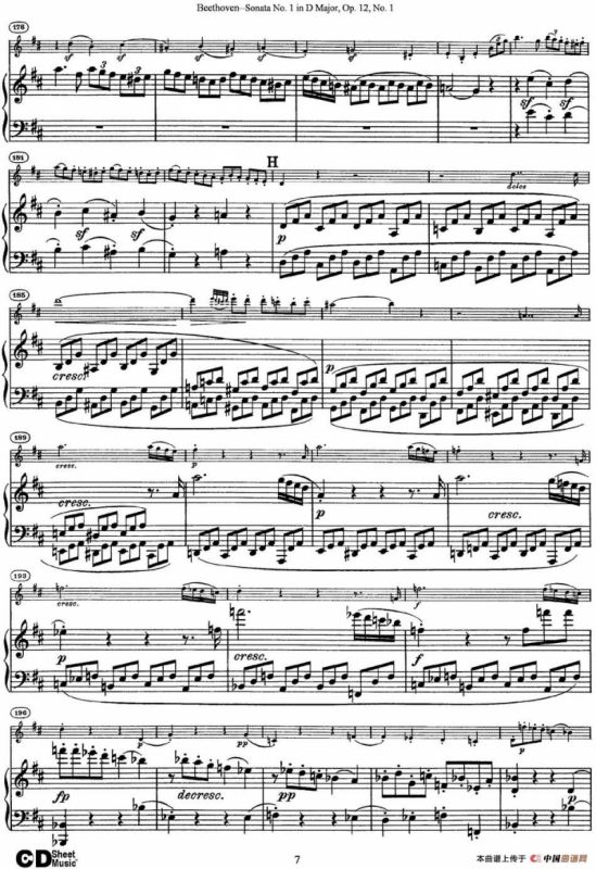 Violin Sonata No.1 in D Major Op.12 No.1（小提琴+钢琴伴奏）
