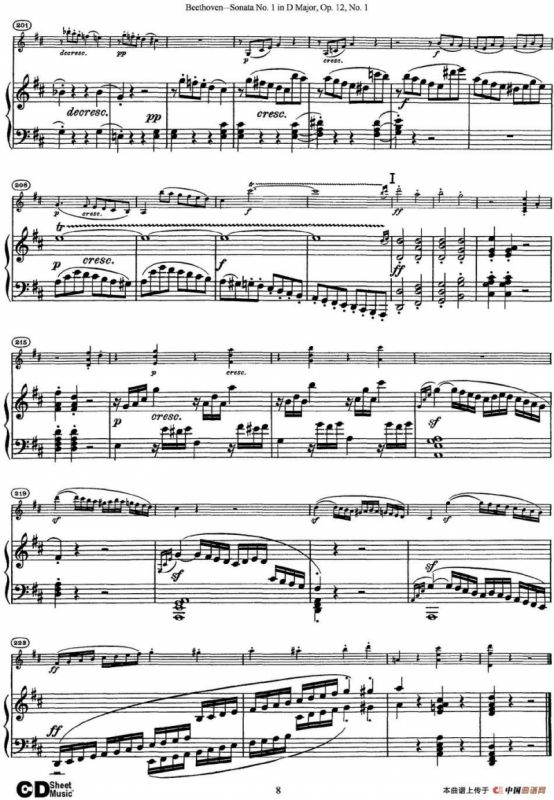 Violin Sonata No.1 in D Major Op.12 No.1（小提琴+钢琴伴奏）