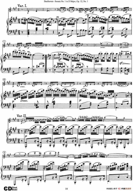 Violin Sonata No.1 in D Major Op.12 No.1（小提琴+钢琴伴奏）