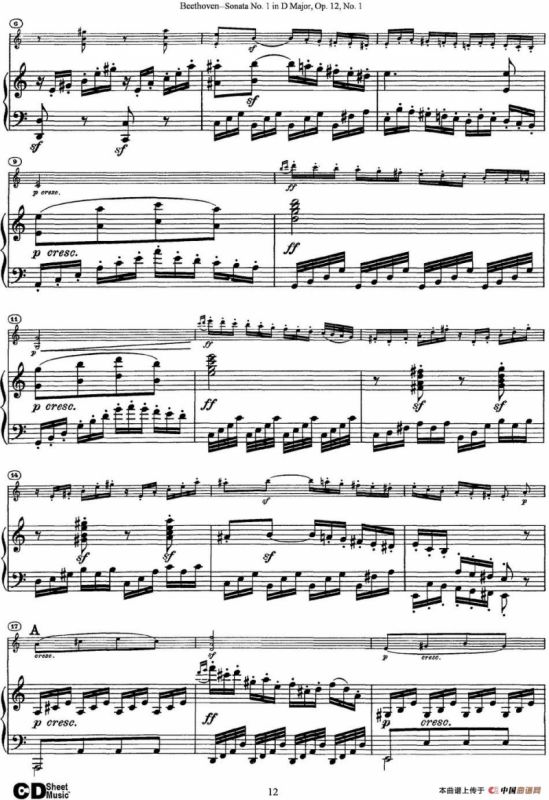 Violin Sonata No.1 in D Major Op.12 No.1（小提琴+钢琴伴奏）
