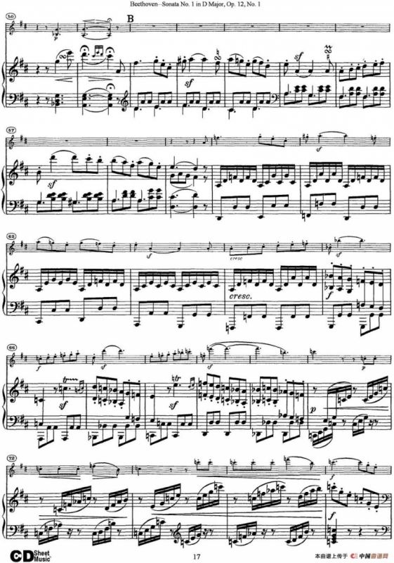Violin Sonata No.1 in D Major Op.12 No.1（小提琴+钢琴伴奏）