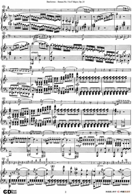 Violin Sonata No.5 in F Major Op.24（小提琴+钢琴伴奏）