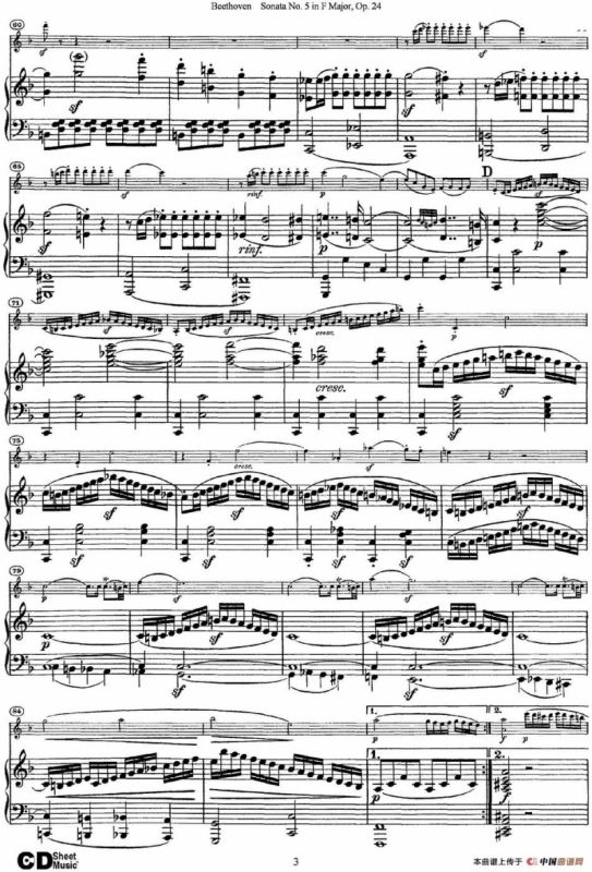 Violin Sonata No.5 in F Major Op.24（小提琴+钢琴伴奏）