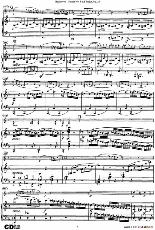 Violin Sonata No.5 in F Major Op.24（小提琴+钢琴伴奏）