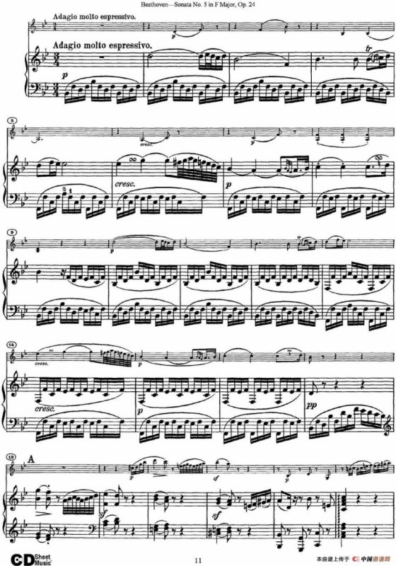Violin Sonata No.5 in F Major Op.24（小提琴+钢琴伴奏）