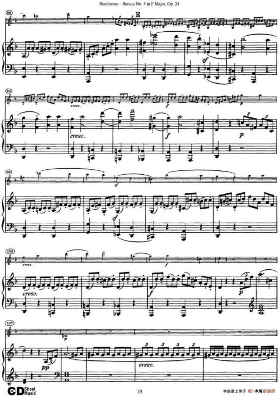 Violin Sonata No.5 in F Major Op.24（小提琴+钢琴伴奏）