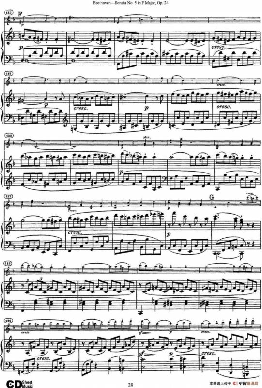 Violin Sonata No.5 in F Major Op.24（小提琴+钢琴伴奏）