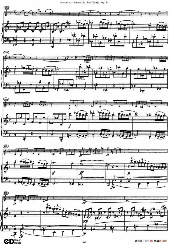 Violin Sonata No.5 in F Major Op.24（小提琴+钢琴伴奏）