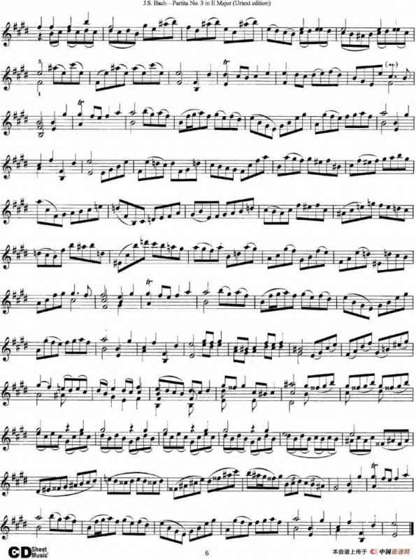 6 Violin Sonatas and Partitas 6.Partita No.3 in E Major（Urtext edition）