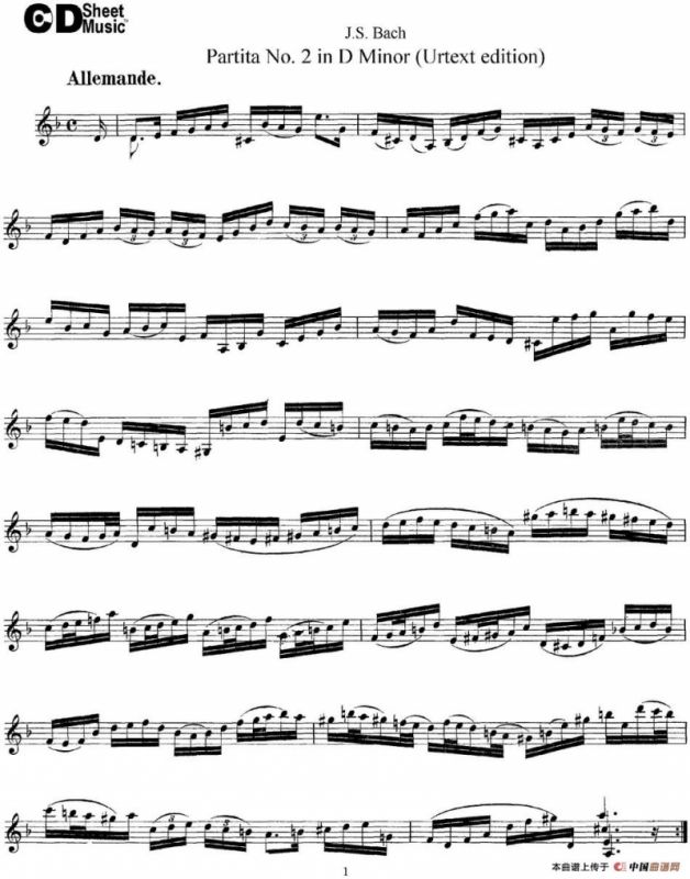 6 Violin Sonatas and Partitas 4.Partita No.2 in D Minor（Urtext edition）