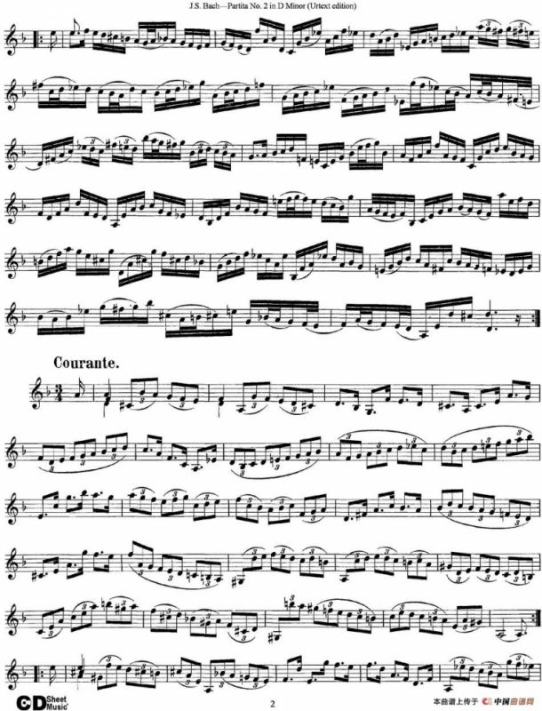 6 Violin Sonatas and Partitas 4.Partita No.2 in D Minor（Urtext edition）