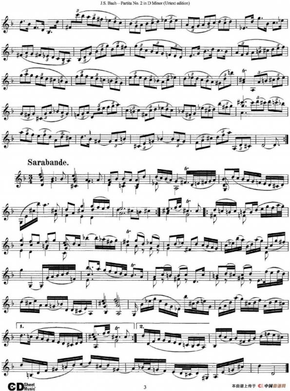 6 Violin Sonatas and Partitas 4.Partita No.2 in D Minor（Urtext edition）