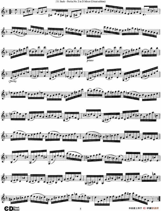 6 Violin Sonatas and Partitas 4.Partita No.2 in D Minor（Urtext edition）