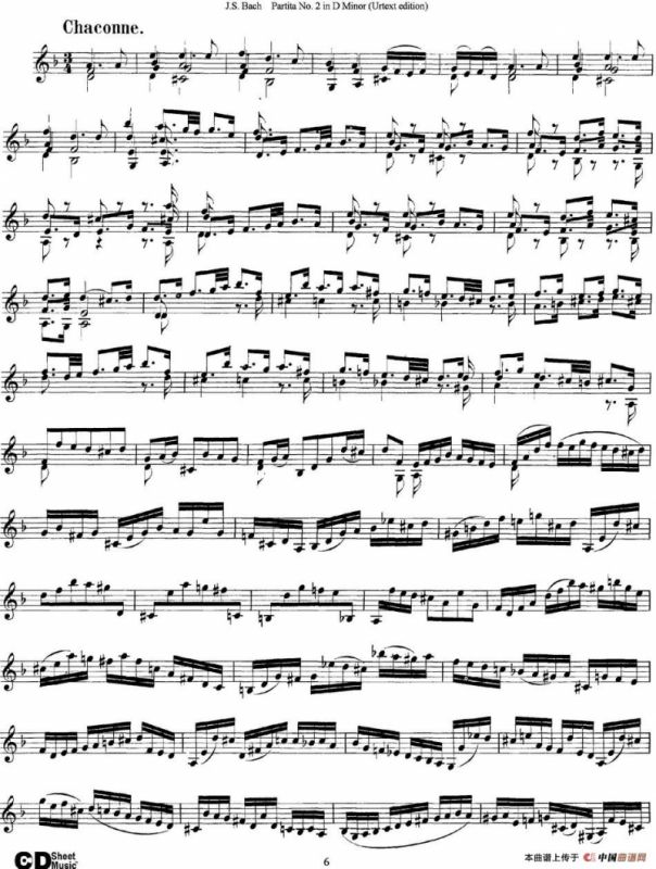 6 Violin Sonatas and Partitas 4.Partita No.2 in D Minor（Urtext edition）
