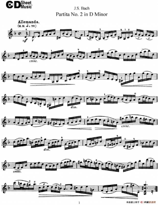 6 Violin Sonatas and Partitas 4.Partita No.2 in D Minor
