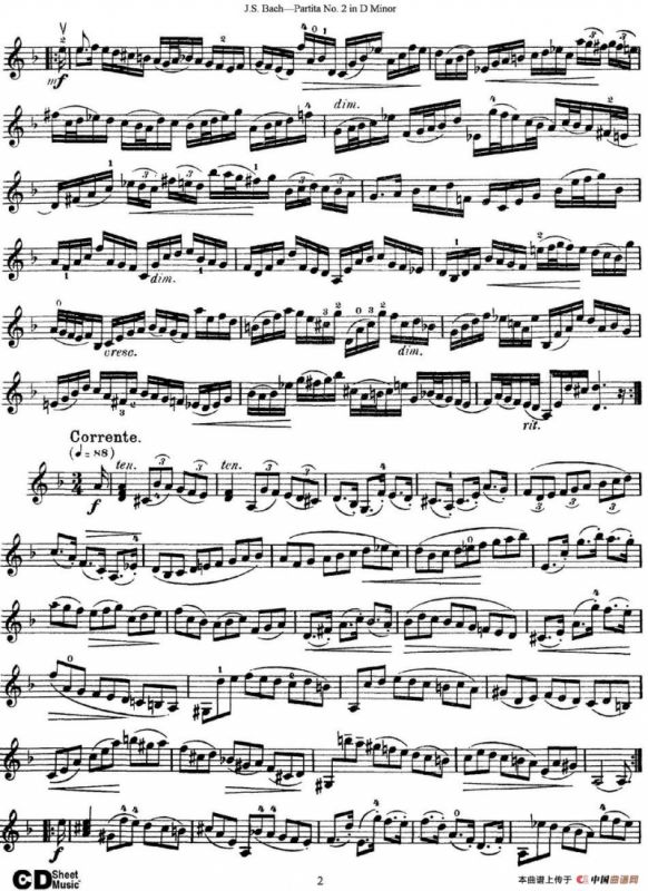 6 Violin Sonatas and Partitas 4.Partita No.2 in D Minor