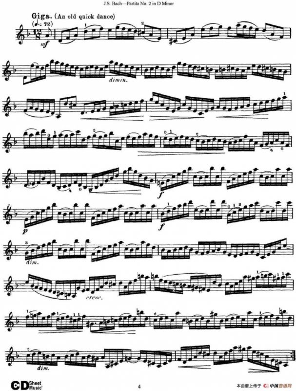 6 Violin Sonatas and Partitas 4.Partita No.2 in D Minor