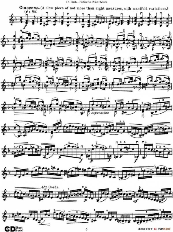 6 Violin Sonatas and Partitas 4.Partita No.2 in D Minor