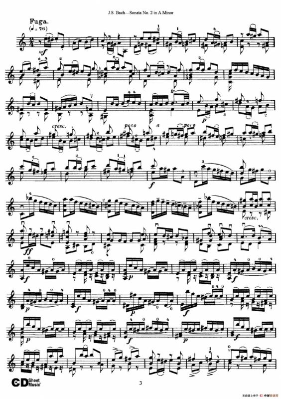 6 Violin Sonatas and Partitas 3.Sonata No.2 A Minor