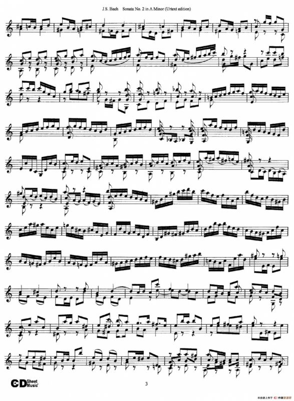 6 Violin Sonatas and Partitas 3.Sonata No.2 A Minor（Urtext edition）