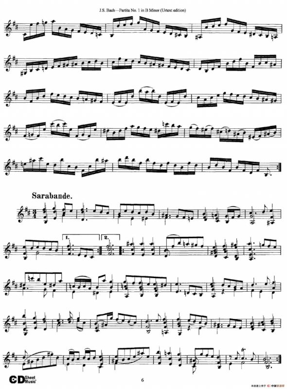 6 Violin Sonatas and Partitas 2.Partita No.1 B Minor（Urtext edition）