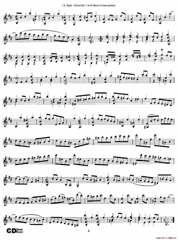 6 Violin Sonatas and Partitas 2.Partita No.1 B Minor（Urtext edition）