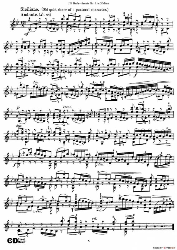 6 Violin Sonatas and Partitas 1.Sonata No.1 G Minor