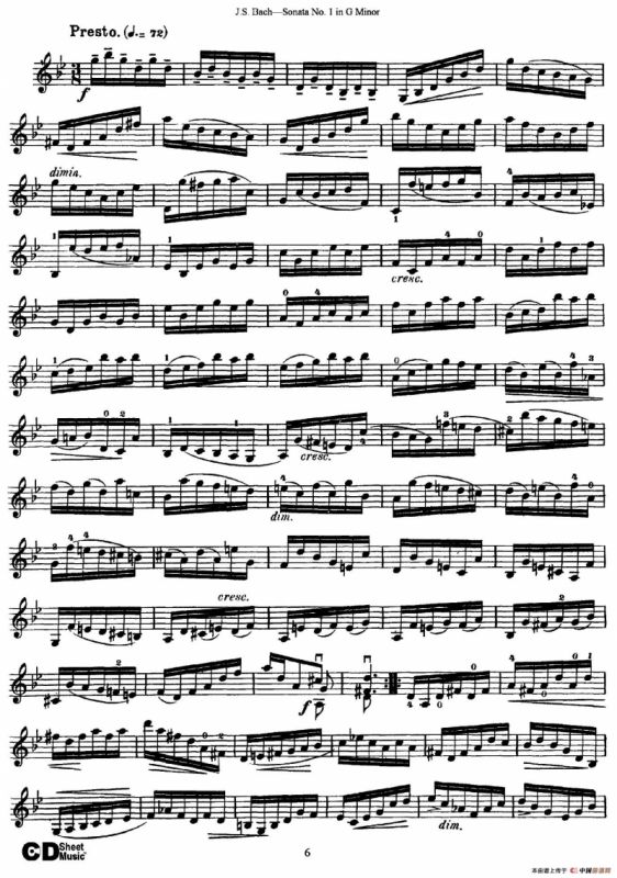 6 Violin Sonatas and Partitas 1.Sonata No.1 G Minor